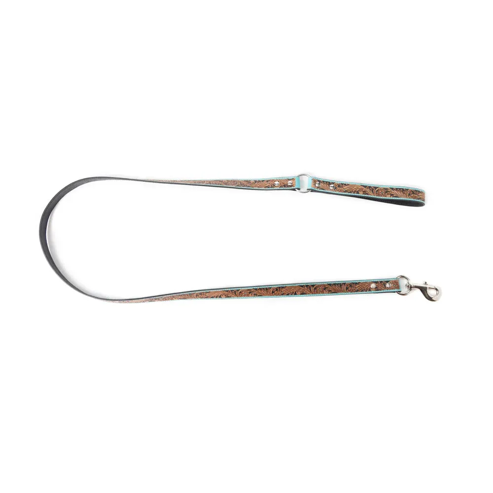 Teal Tooled Leash
