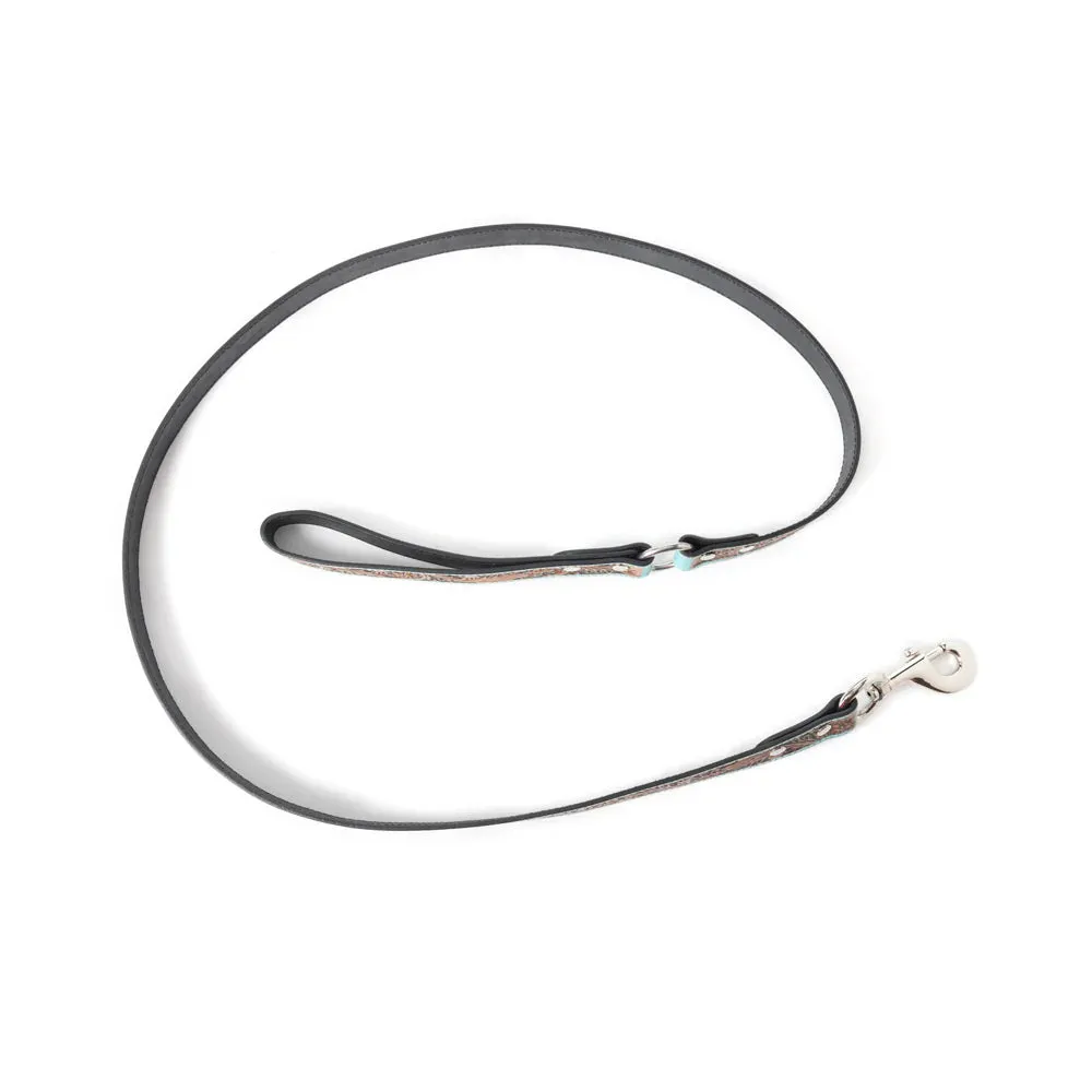 Teal Tooled Leash