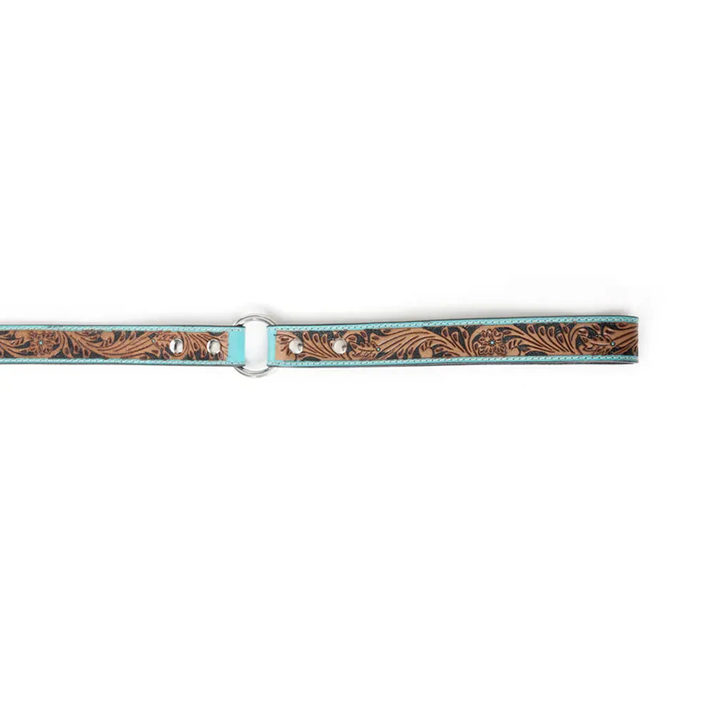 Teal Tooled Leash