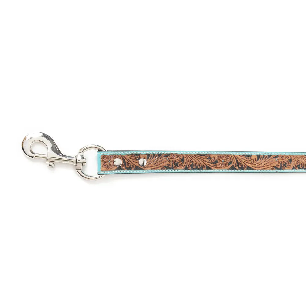 Teal Tooled Leash