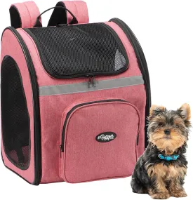 The Backpacker Pet Carrier - Coral: for Small Dogs/Cats/Pets, Storage Pocket, Luggage Handle Slit, Leash Inside, Adjustable Straps, Reversible Mat, 3 Entryways, Folds Flat, Reflective Strip