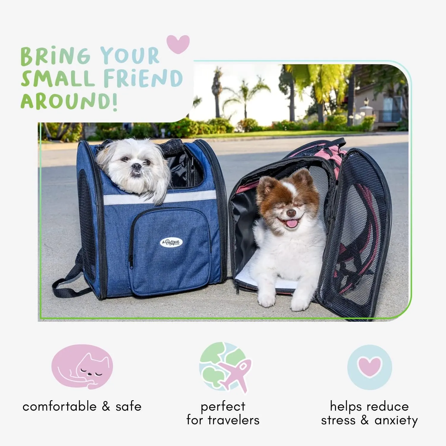 The Backpacker Pet Carrier - Coral: for Small Dogs/Cats/Pets, Storage Pocket, Luggage Handle Slit, Leash Inside, Adjustable Straps, Reversible Mat, 3 Entryways, Folds Flat, Reflective Strip