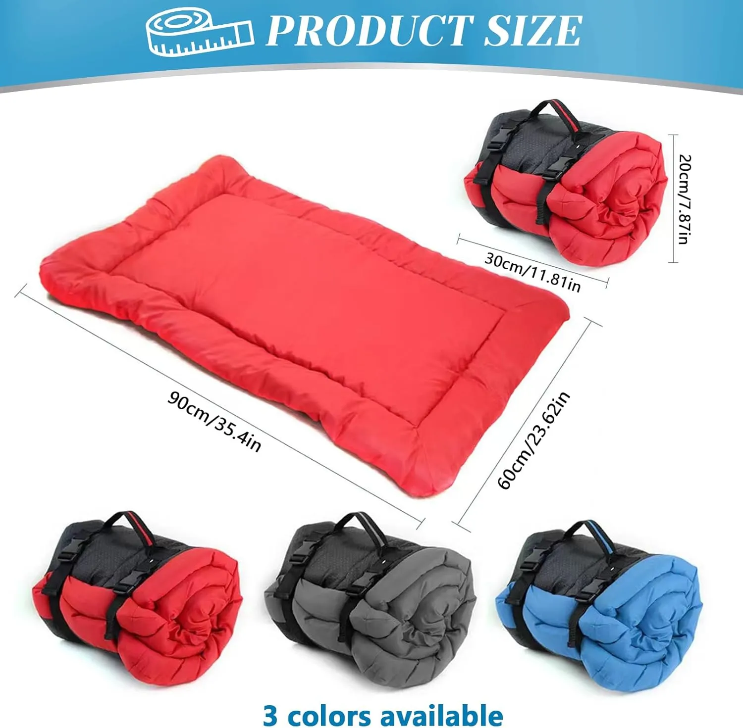 Travel Dog Beds,Machine Washable Dog Bed,Portable Indoor/Outdoor Dog Bed,Easily Portable Roll Up Dog Beds for Camping,Rollup Camping Dog Bed,Dog Travel Mat with Carry Handles (red)
