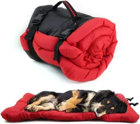 Travel Dog Beds,Machine Washable Dog Bed,Portable Indoor/Outdoor Dog Bed,Easily Portable Roll Up Dog Beds for Camping,Rollup Camping Dog Bed,Dog Travel Mat with Carry Handles (red)