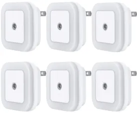 Uigos LED Night Light Lamp with Smart Sensor Dusk to Dawn Sensor, Daylight White, 0.5W Plug-in, 6-Pack