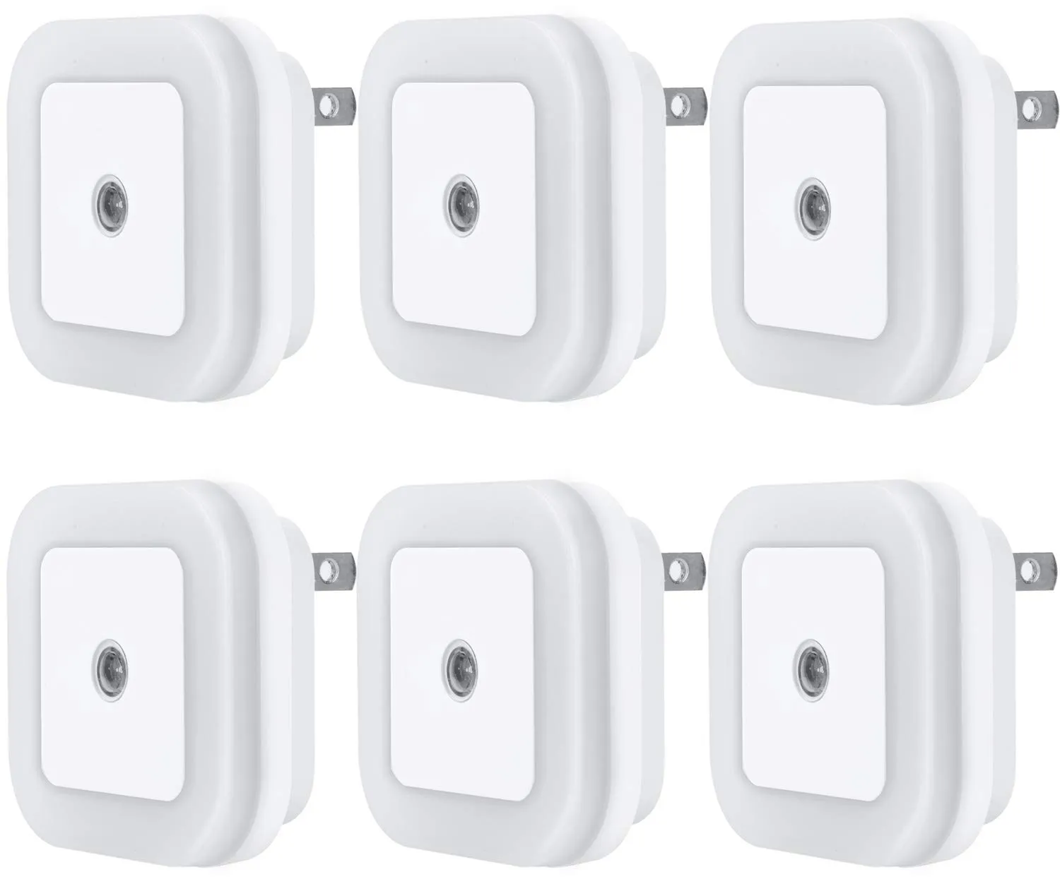 Uigos LED Night Light Lamp with Smart Sensor Dusk to Dawn Sensor, Daylight White, 0.5W Plug-in, 6-Pack