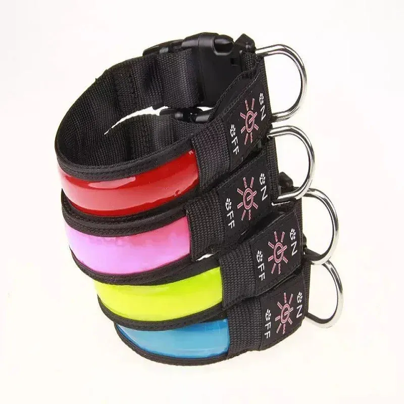 USB Rechargeable LED Dog Collar - Adjustable, Flashing Light Safety Collar for All Dog Sizes