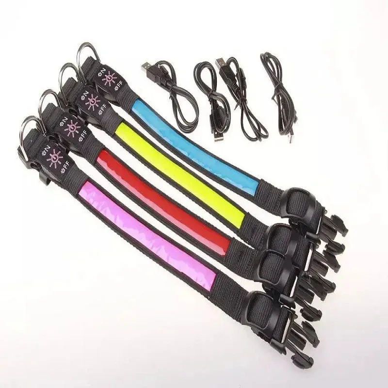 USB Rechargeable LED Dog Collar - Adjustable, Flashing Light Safety Collar for All Dog Sizes
