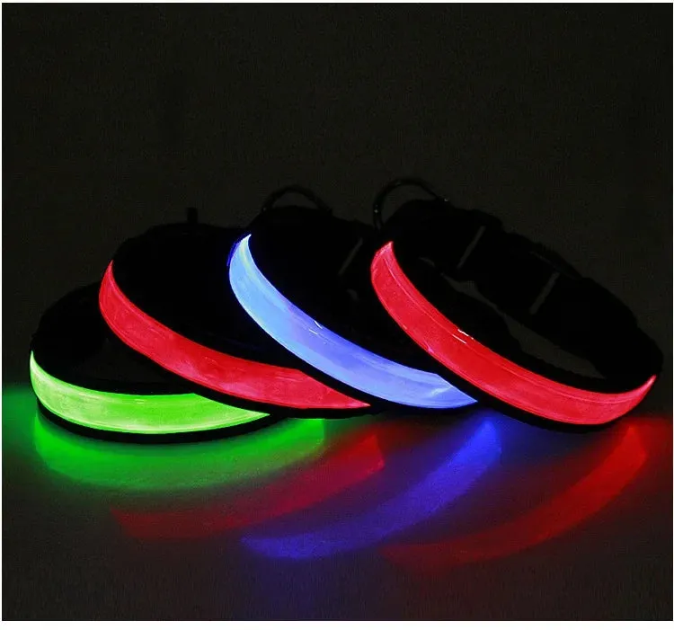 USB Rechargeable LED Dog Collar - Adjustable, Flashing Light Safety Collar for All Dog Sizes