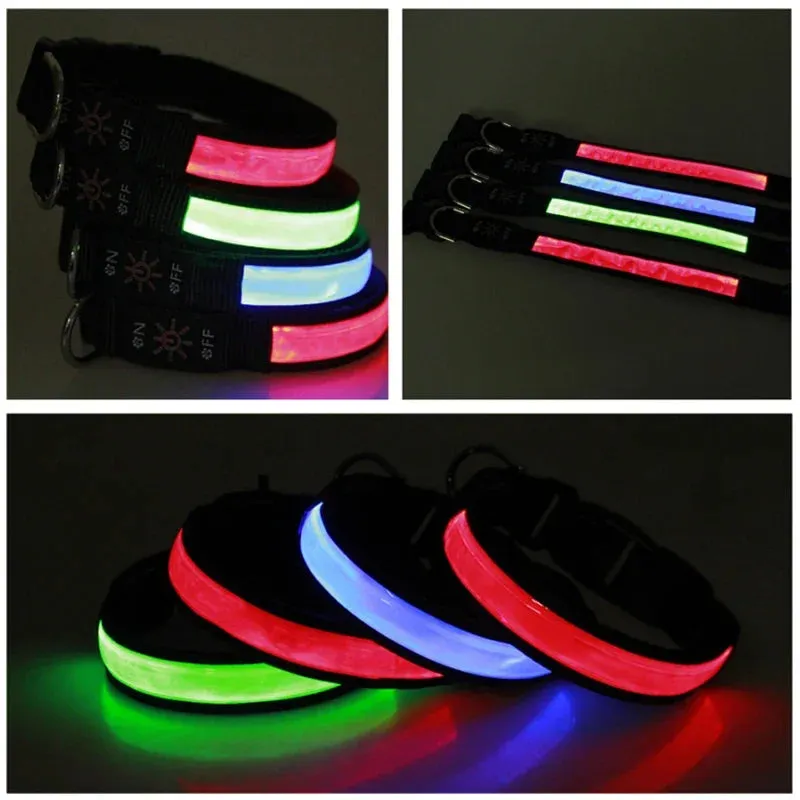 USB Rechargeable LED Dog Collar - Adjustable, Flashing Light Safety Collar for All Dog Sizes