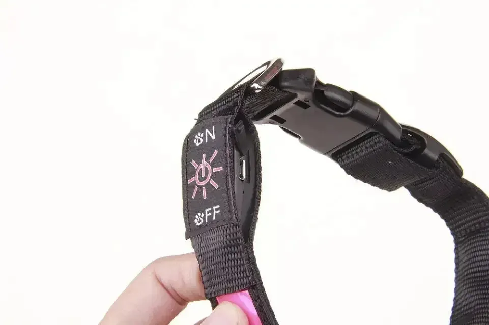 USB Rechargeable LED Dog Collar - Adjustable, Flashing Light Safety Collar for All Dog Sizes