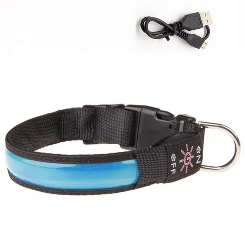 USB Rechargeable LED Dog Collar - Adjustable, Flashing Light Safety Collar for All Dog Sizes