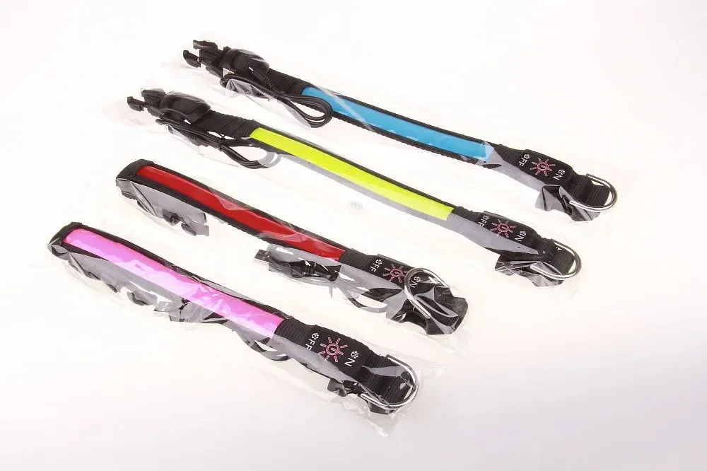 USB Rechargeable LED Dog Collar - Adjustable, Flashing Light Safety Collar for All Dog Sizes