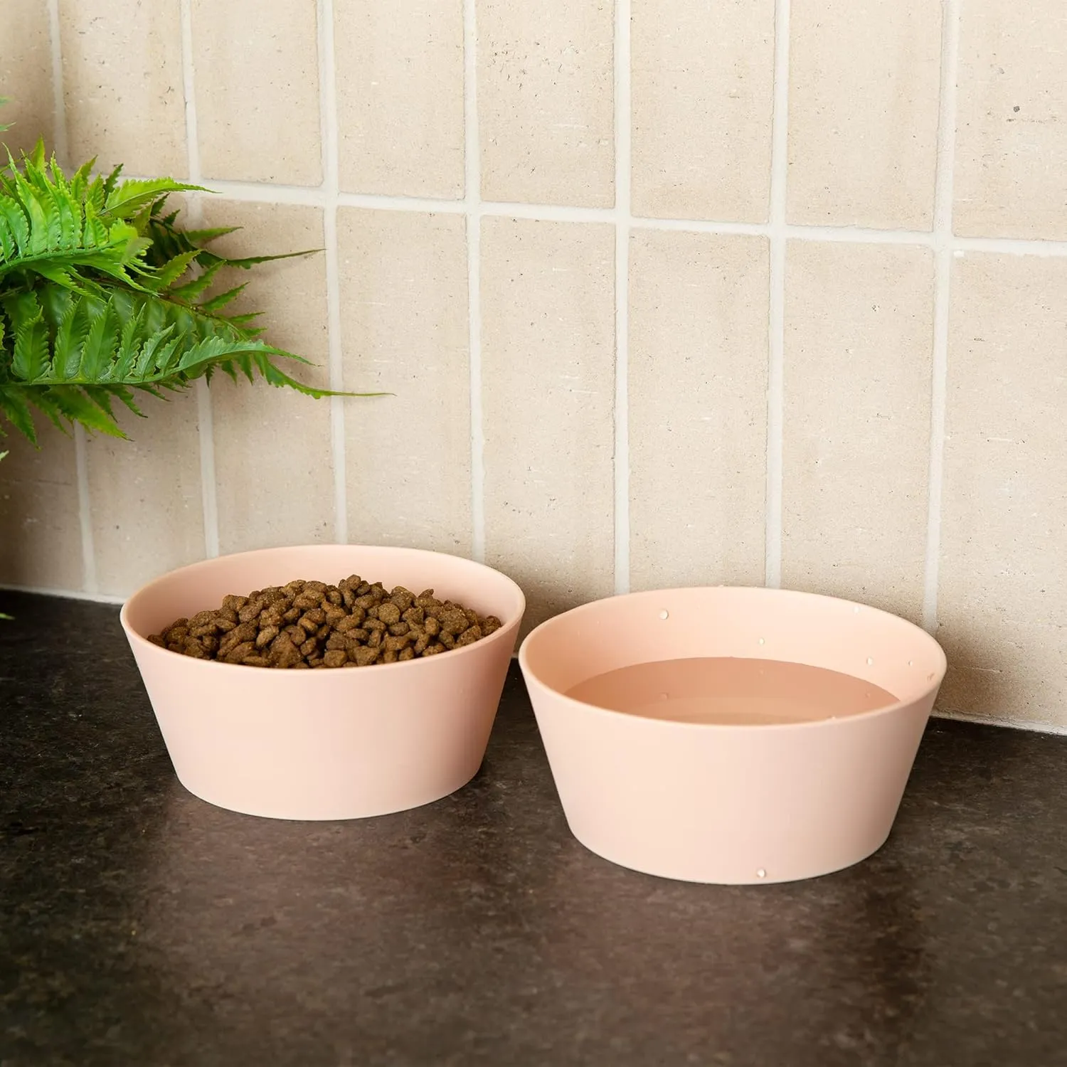 Waggo Habit Silicone Dog Bowl for All Breeds - Modern Heavyweight Silicone, Durable Pet Food and Water Dish Crock, Dishwasher Safe (Midnight)
