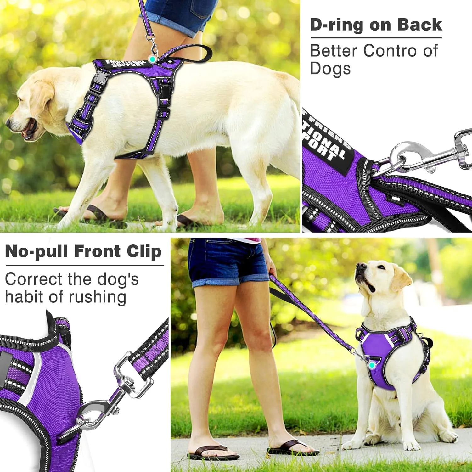 WINSEE Service Dog Vest No Pull Dog Harness with 7 Dog Patches, Reflective Pet Harness with Durable Soft Padded Handle for Puppies, Small, Medium, Large, and Extra-Large Dogs