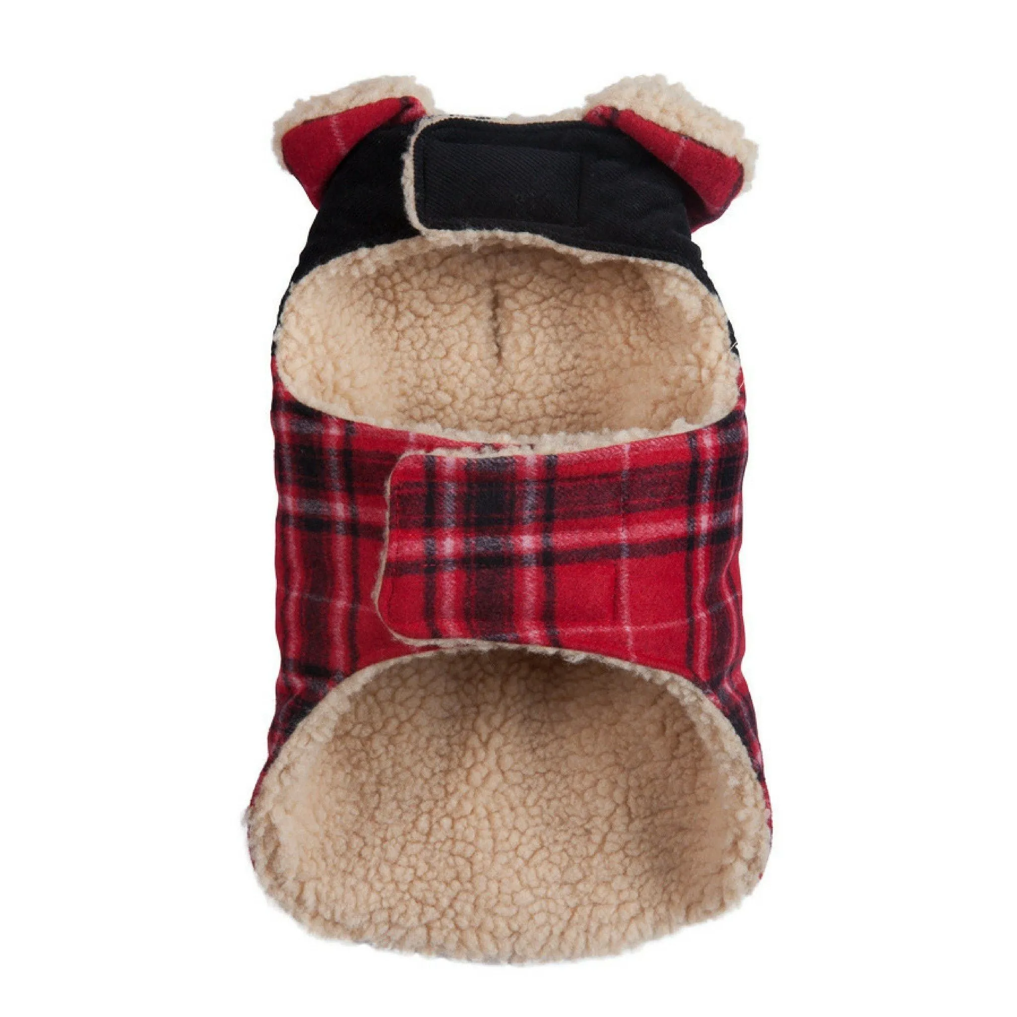 Wool & Shearling Plaid Dog Jacket