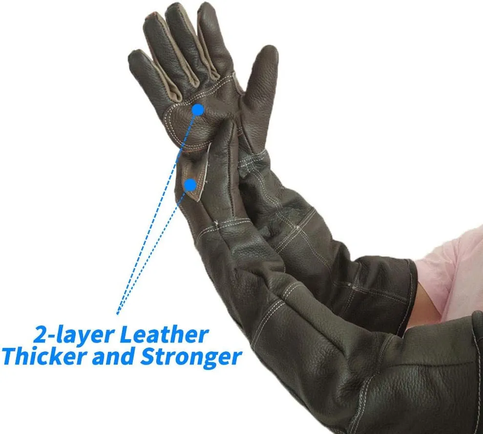 YBB Waterproof Animal Handling Gloves, Anti-Scratch/Bite Protective Long Gloves for Pet Cat Bathing Dog Bird(M)